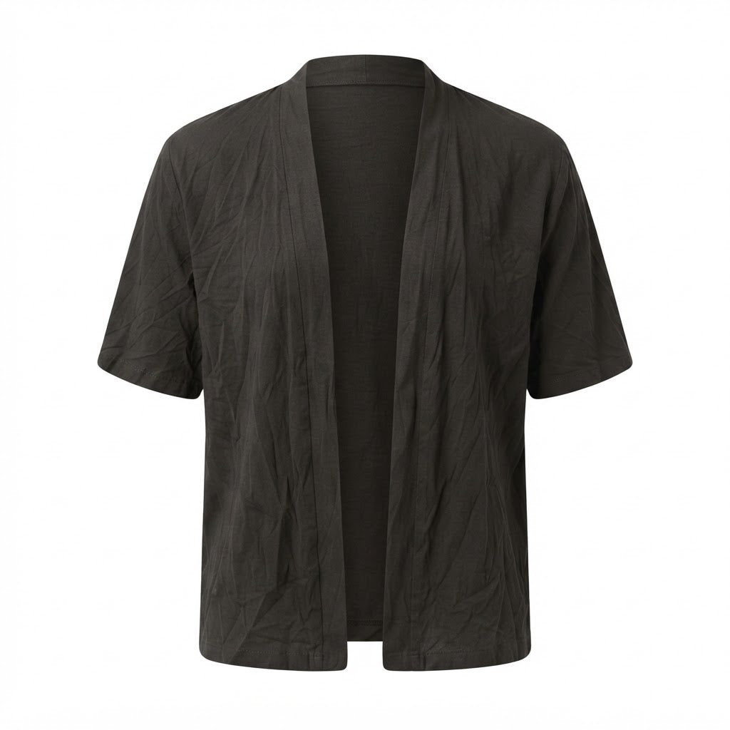 Women's Black Lightweight Open-Front Kimono Cardigan
