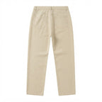Men's Beige Straight-Leg Cotton Twill Chino Trousers
