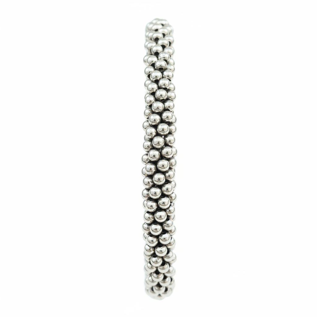 Elegant Silver Beaded Mesh Choker Necklace