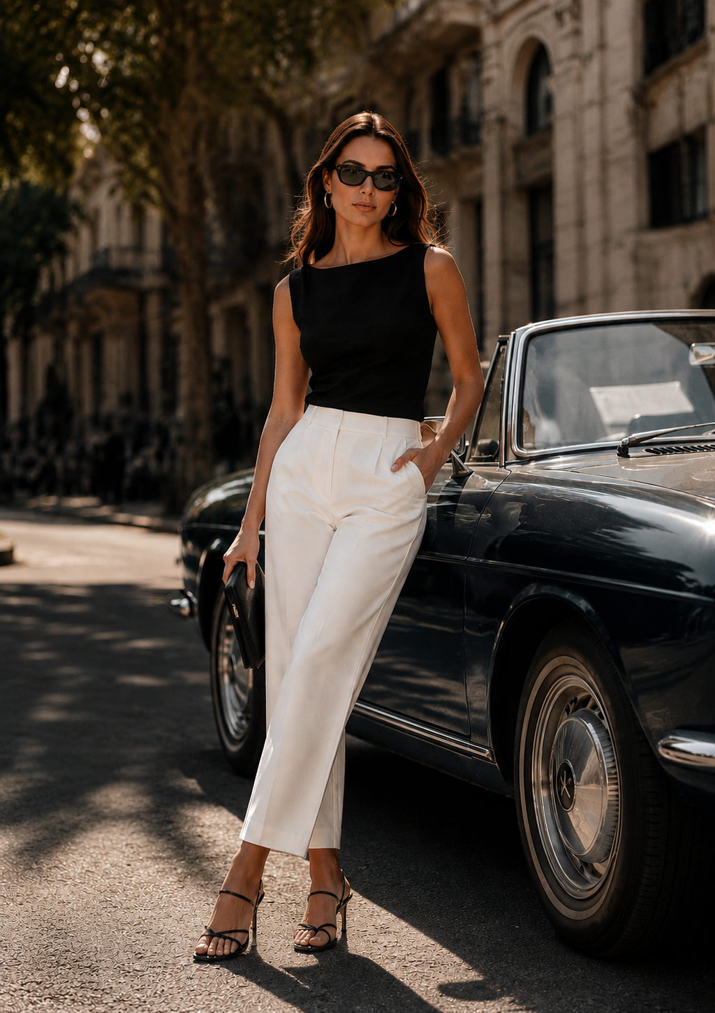 M&S Collection Women's High-Rise Slim Cropped White Pants