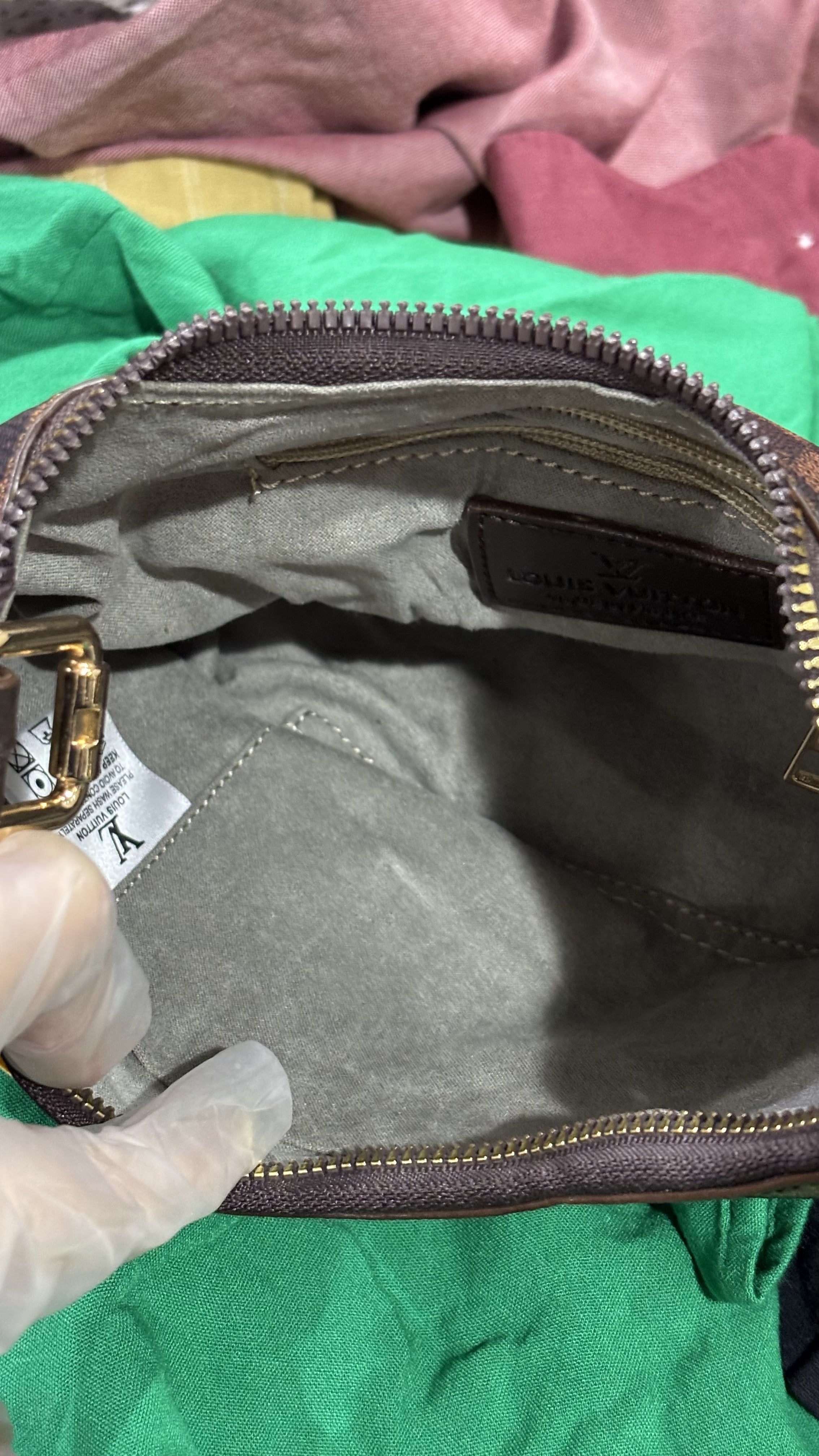 LOUIS VUITTON MADE IN FRANCE Classic Brown Checkered Pochett