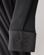 Women's Black Embroidered Modest Abaya with Hijab