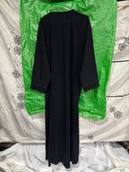 Cervo Black Open-Front Abaya with Structured Banded Cuffs