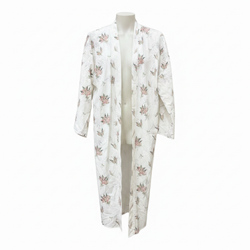 Dazy Women's Cream Floral Maxi Kimono Robe