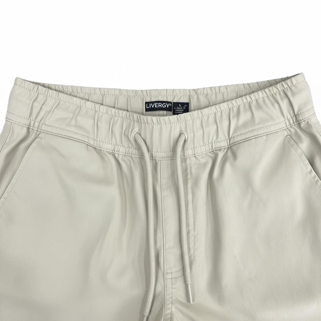 Livergy Men's Beige Drawstring Cargo Shorts