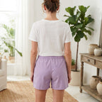 Women's Lavender Elasticated Waist Casual Shorts