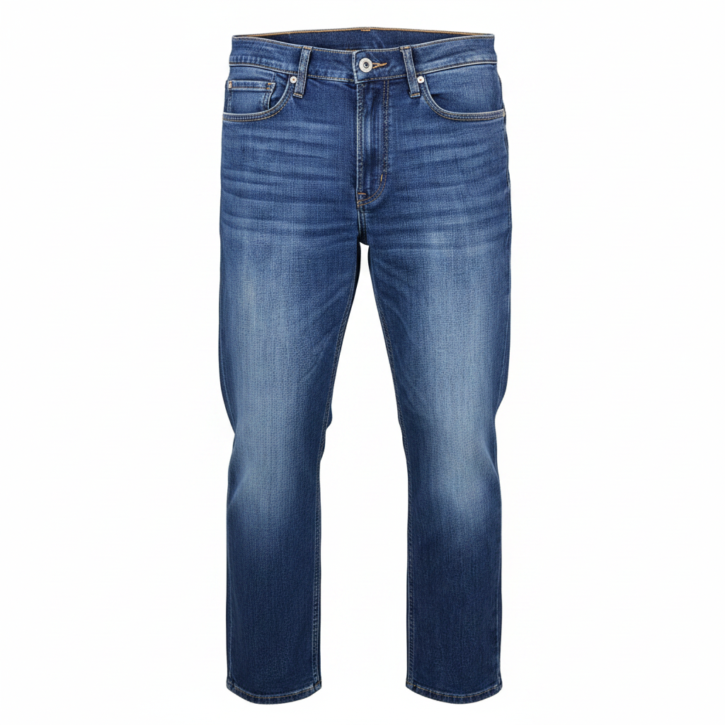 Women's Mid-Wash Straight-Leg Blue Denim Jeans