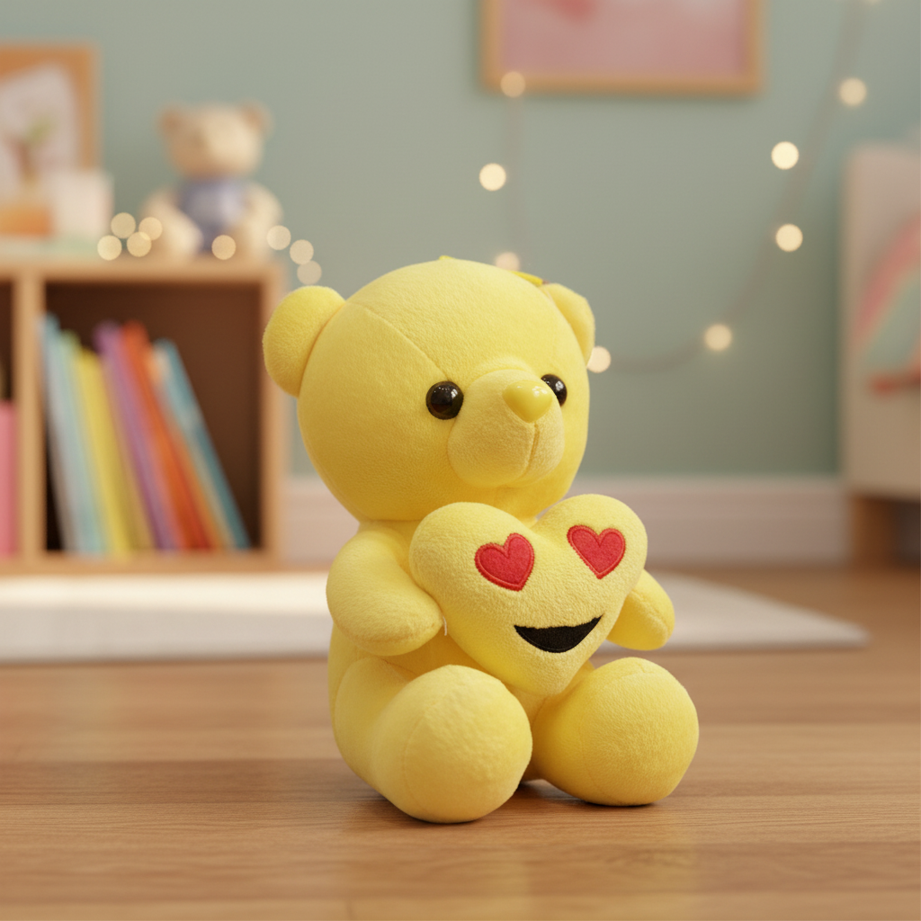 Bright Yellow Heart Emoji Plush Teddy Bear