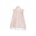Girls' Blush Pink Tulle Ruffle Top with Floral Detail
