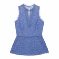 River Island Blue Guipure Lace Peplum Sleeveless Top