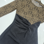 Women's Black and Gold Metallic Long Sleeve Maxi Dress