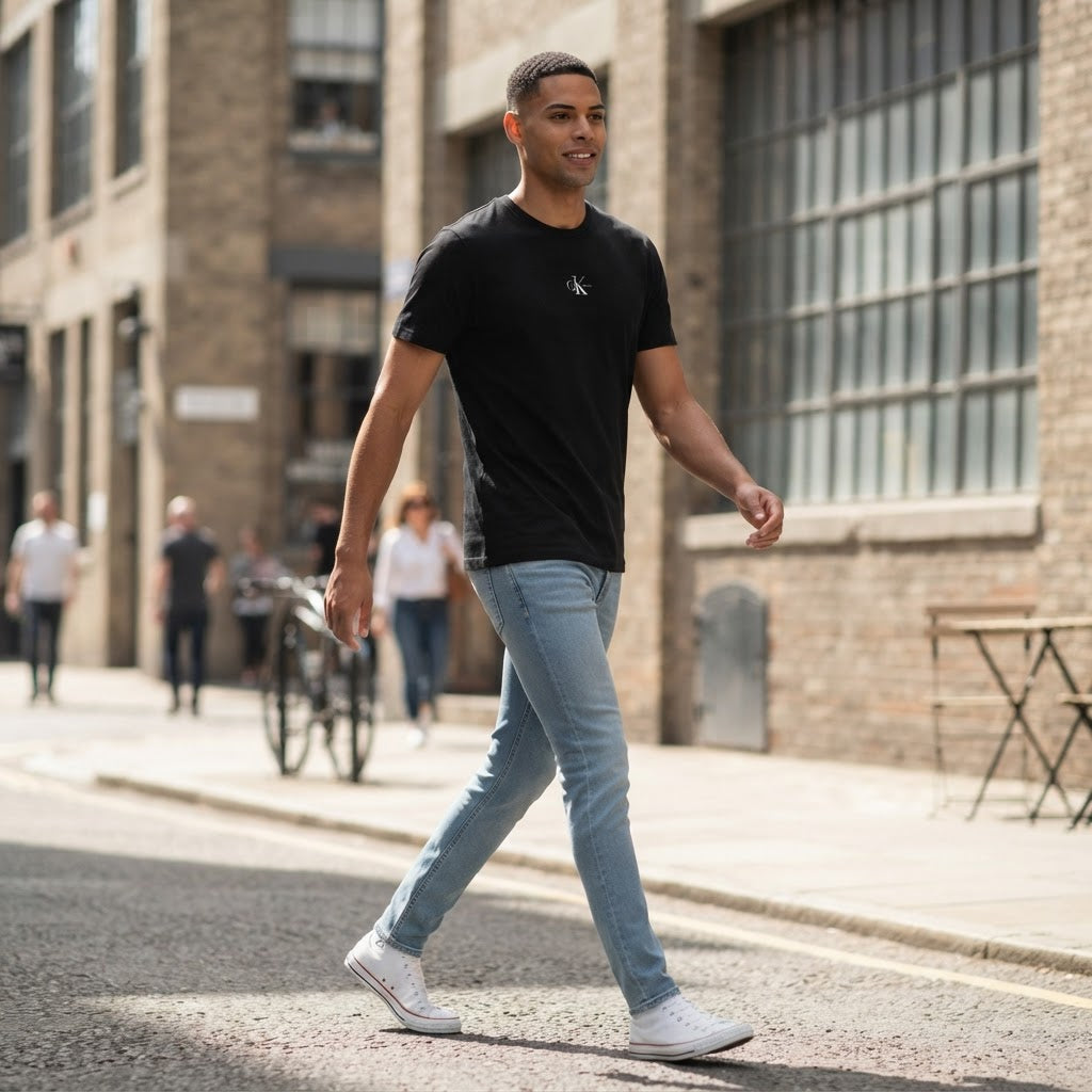Calvin Klein Jeans Black Short-Sleeve T-Shirt with White Log