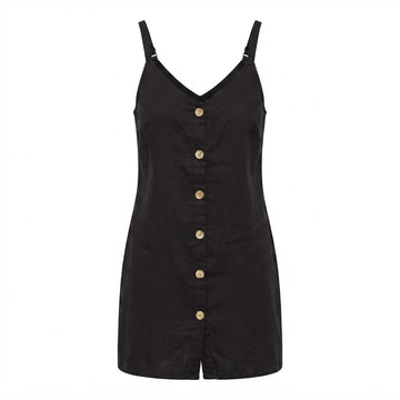 COTTON:ON Women's Black Button-Down Linen Blend Mini Dress