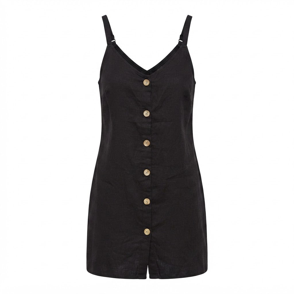 COTTON:ON Women's Black Button-Down Linen Blend Mini Dress