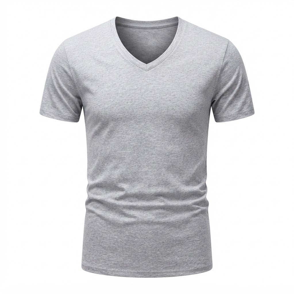 LIVERGY Men's Grey V-Neck Cotton Undershirt