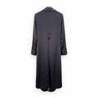 MNG Women's Charcoal Satin Maxi Shirt Dress with Epaulettes