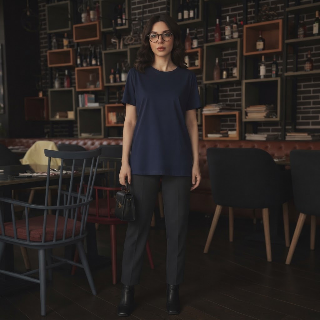 KOOKAÏ Navy Blue Short Sleeve Crew Neck Cotton Jersey T-Shir