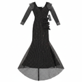 Bianca Nera Black Rhinestone Long Sleeve Evening Gown