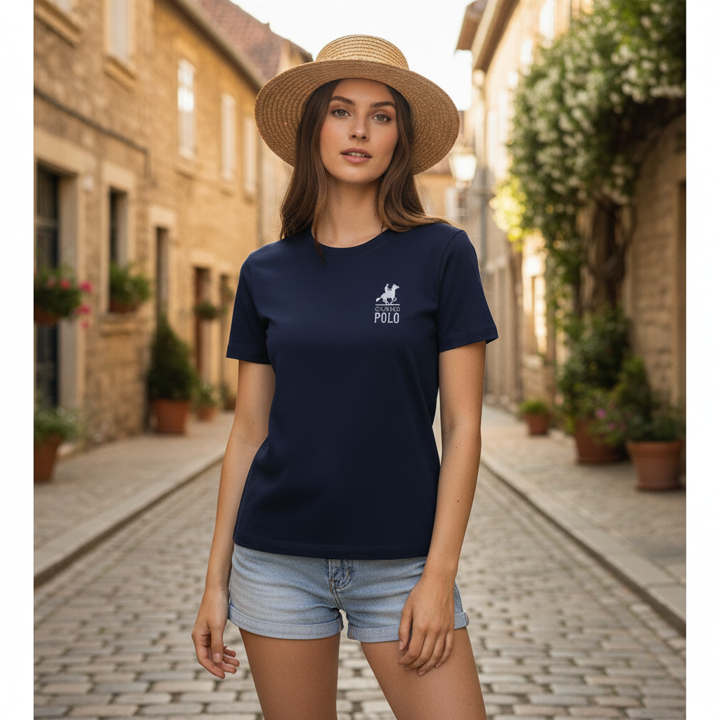 Esmara U.S. Grand Polo Navy Rhinestone Cotton T-Shirt
