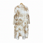 SHEIN CURVE Women's White & Brown Tropical Print Long Kimono