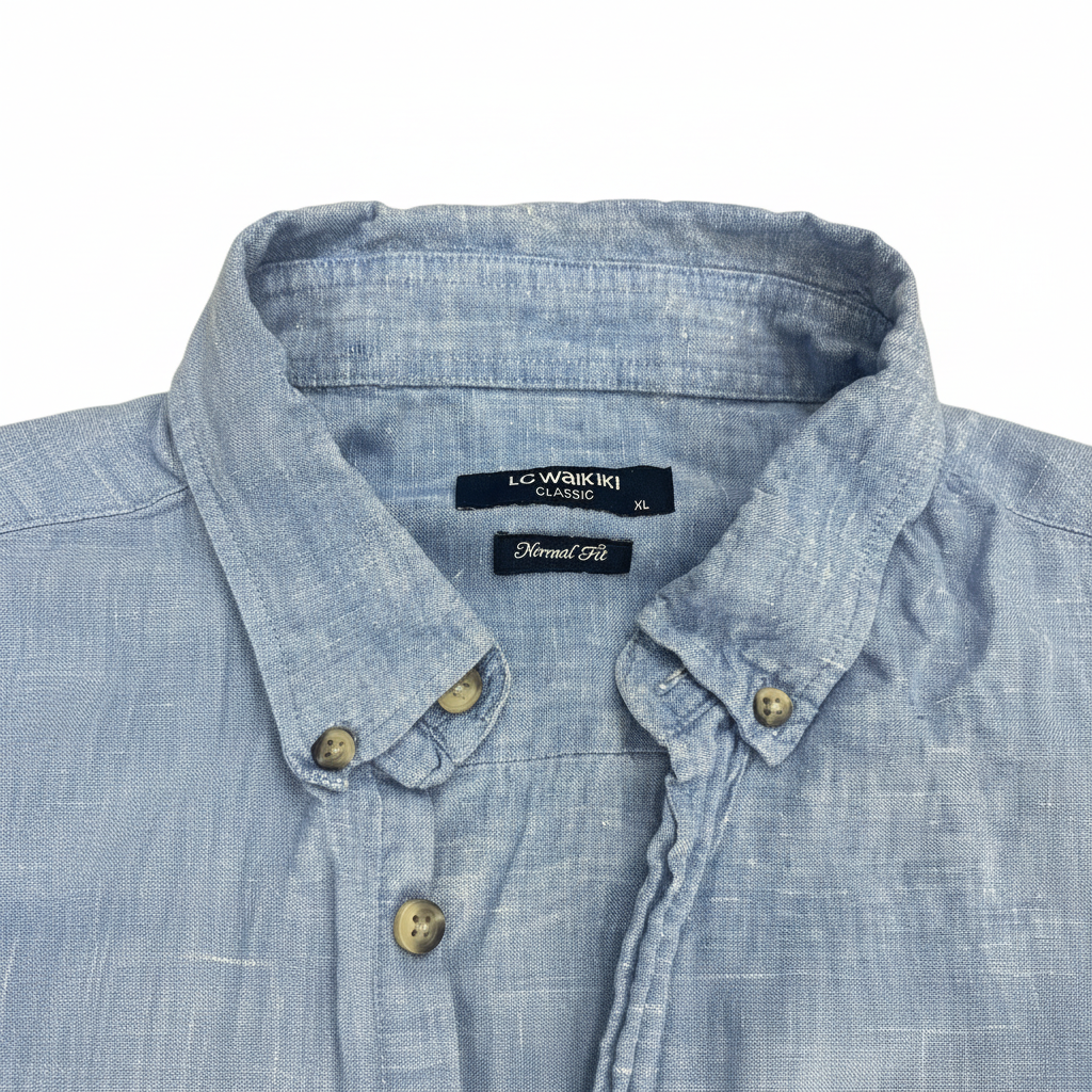 LC Waikiki Classic Men's Light Blue Linen Shirt - XL