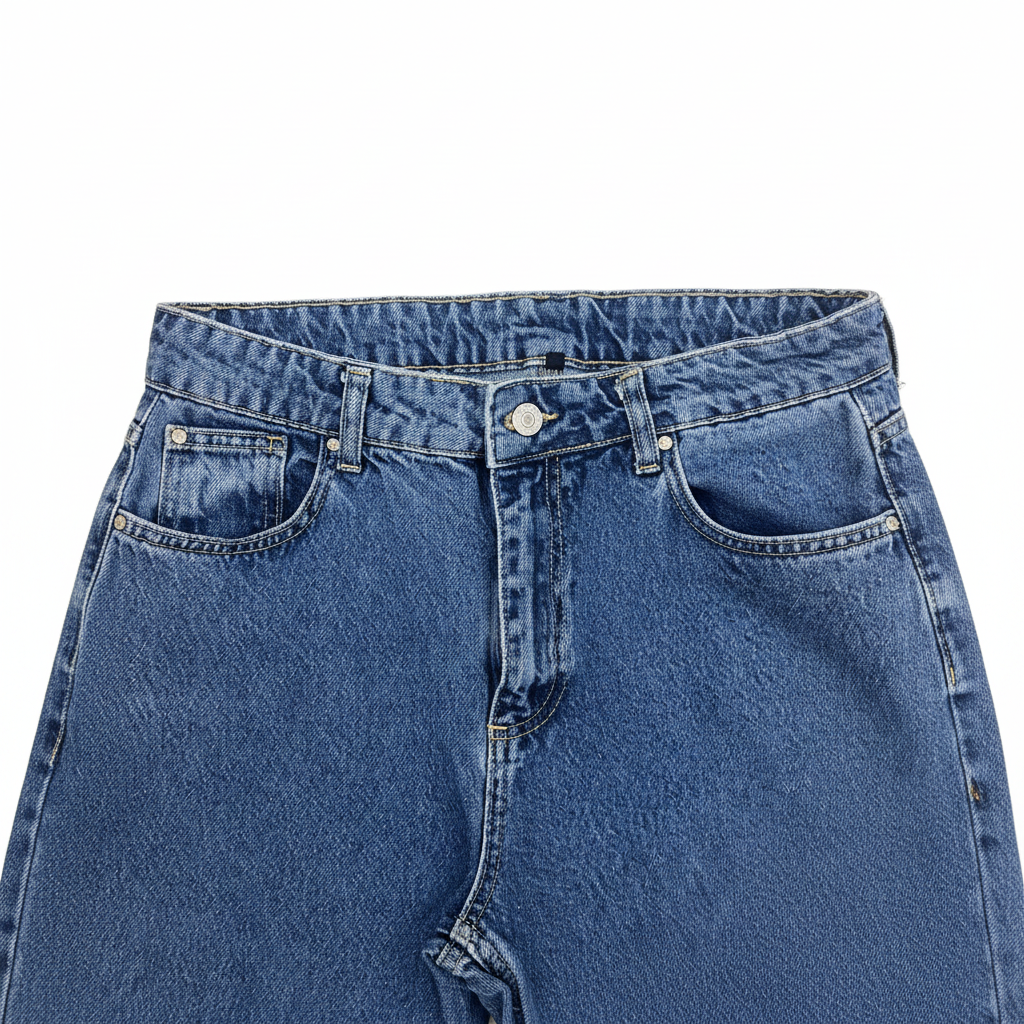 H&M High Waisted Wide Leg Blue Denim Jeans