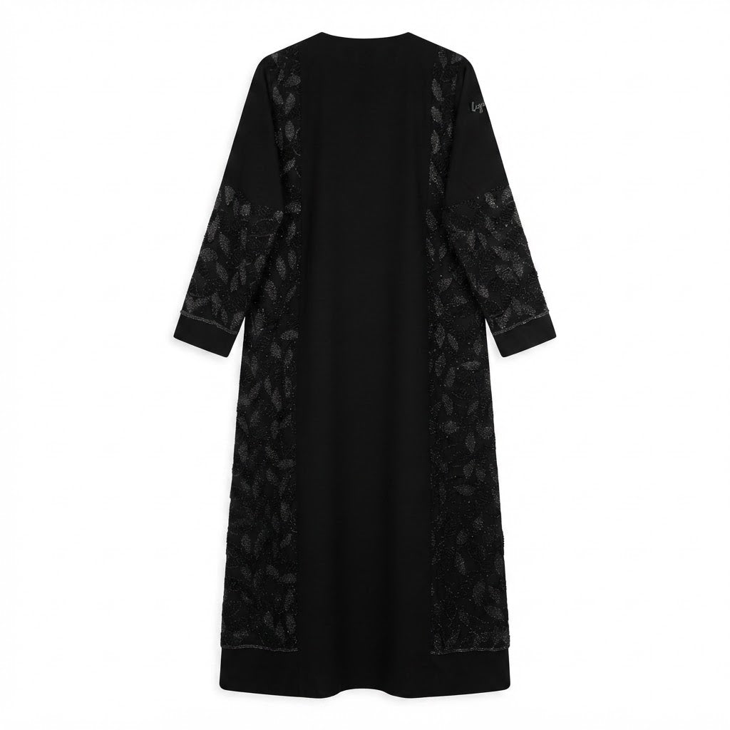 Elegant Black Embroidered Sequin Abaya