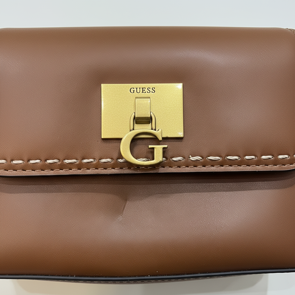 Guess Brown Mini Top-Handle Bag with Gold Logo
