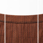 SHEIN Women's Rust Plaid High Waisted Button Fly Trousers