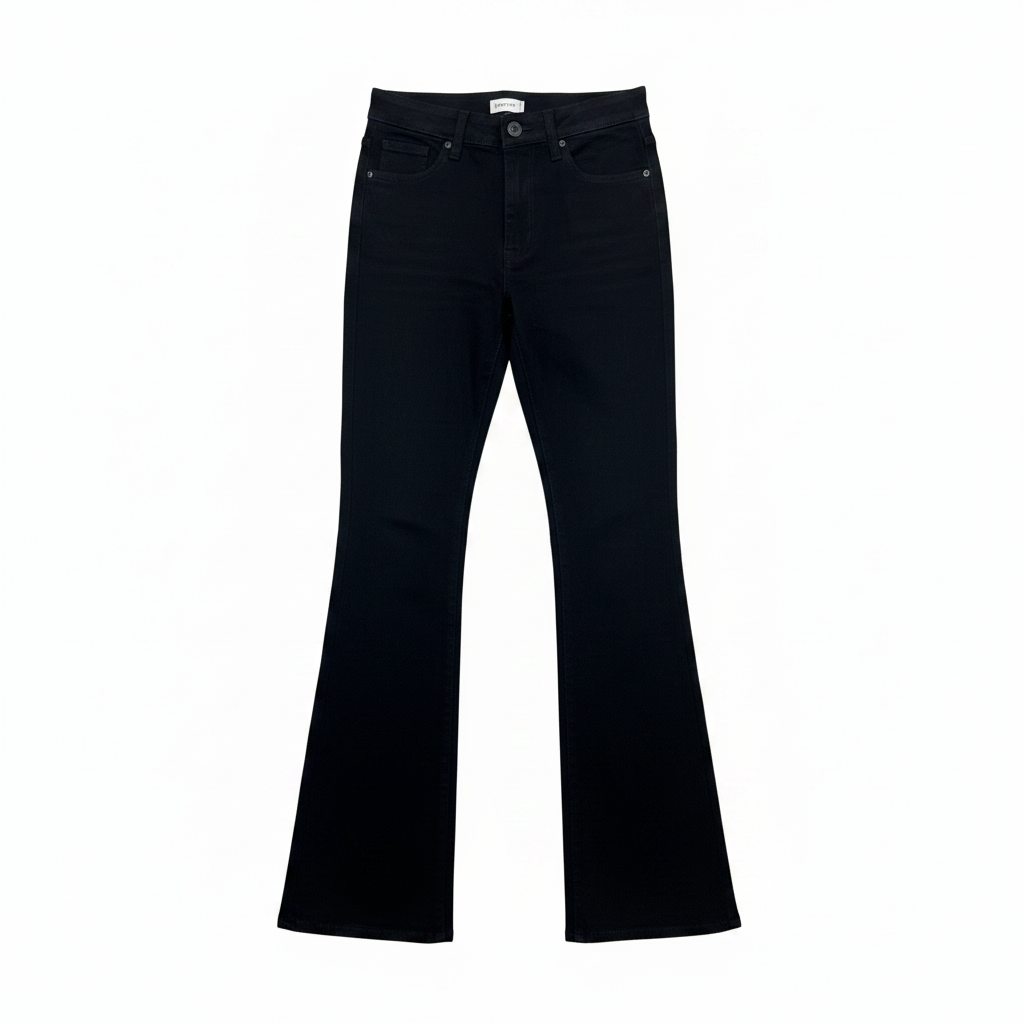 Unisex Black Flared Denim Trousers
