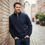 Men's Livergy Navy Blue Quarter-Zip Sweatshirt Pullover