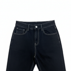 Women's Black Contrast Stitch High-Waist Flared Jeans