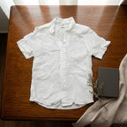 SHEIN Boys White Short Sleeve Linen Blend Button Down Shirt