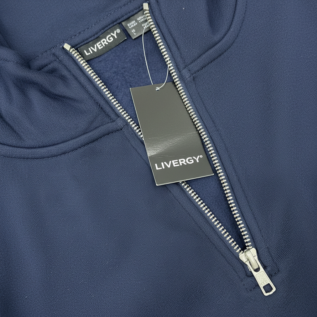 Men's Livergy Navy Blue Quarter-Zip Sweatshirt Pullover