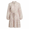 Women's Floral Tie-Waist Long Sleeve Mini Shirtdress