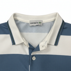 Lacoste Men's Blue & White Striped Waffle Knit Polo Shirt