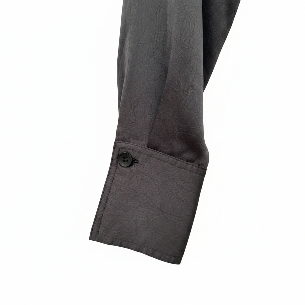 MNG Women's Charcoal Satin Maxi Shirt Dress with Epaulettes