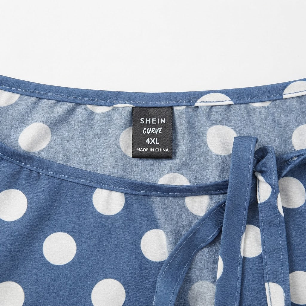 Women's Royal Blue Polka Dot Peasant Blouse