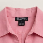 [WearU Generated:merch_detail] Tracy M. Rose Pink Linen-Blend Pintuck Blouse – merch detail