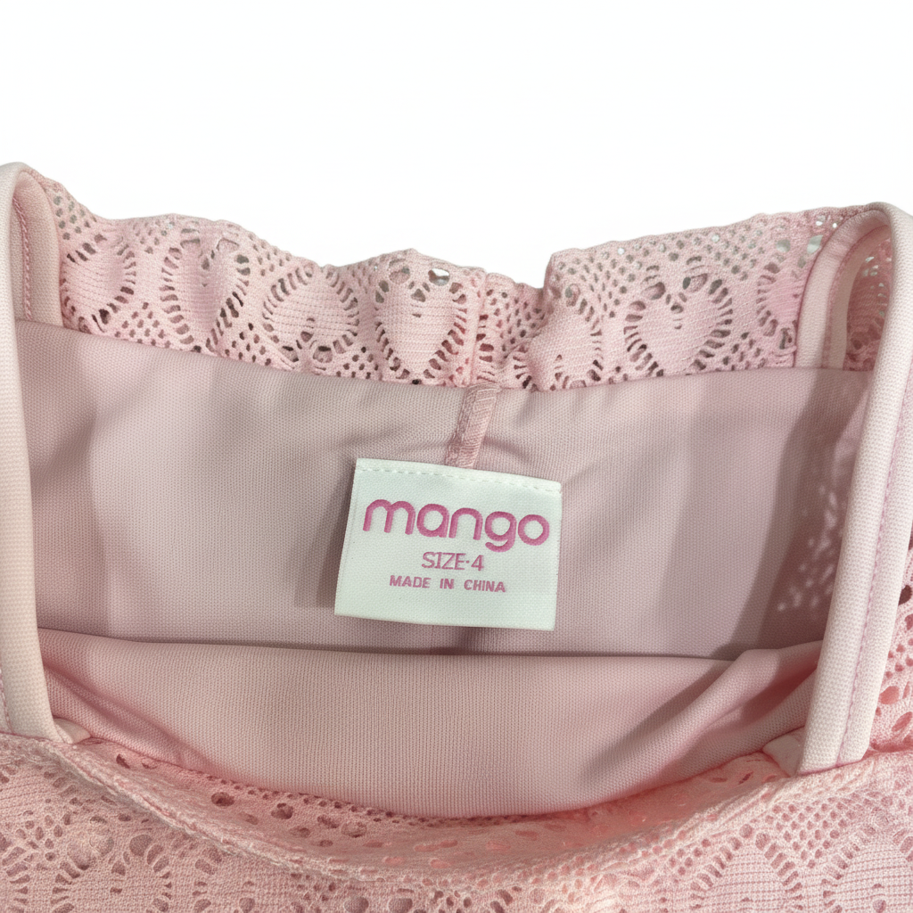 mango Girls Pink Lace Cold-Shoulder Top