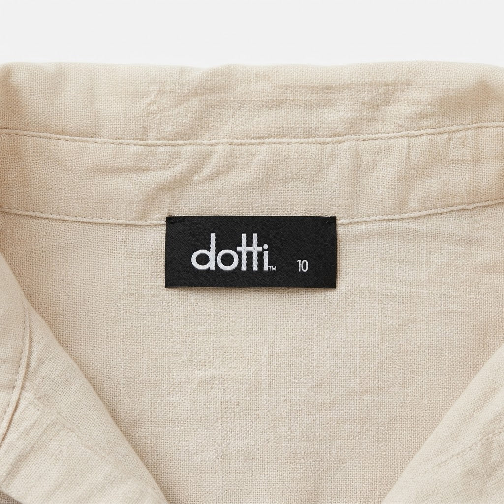 dotti. Women's Beige Relaxed Short-Sleeve Linen Blend Shirt