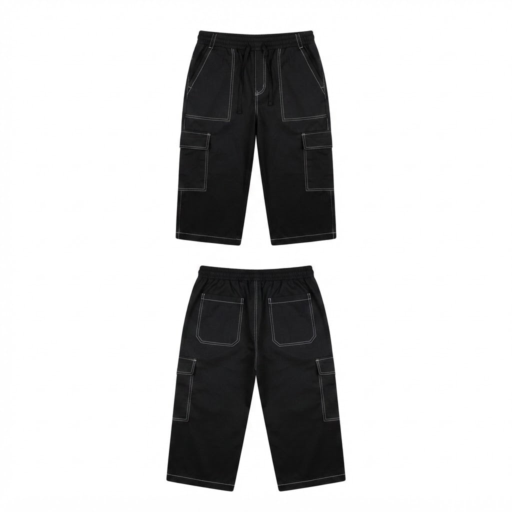 represent Black Relaxed Cargo Trousers with White Contrast S