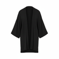 Women's Black Linen Kimono - Longer Length Back