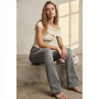 Bershka Grey Bootcut Jeans with Y2K Flap Pockets