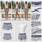 Cornflower Blue Marled Drawstring Athletic Shorts