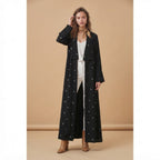 Women's Black Embroidered Modest Longline Abaya Robe