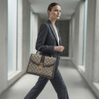 GUCCI Monogram Canvas Top Handle Bag with Web Stripe