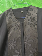 Black Embroidered Tonal Panel Kaftan Abaya