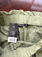 Sage Green Paperbag Waist Linen Shorts with Tie Belt