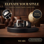 Men's Black Textured Faux Leather Belt with black Buckle